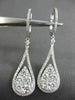 ESTATE LARGE 2.60CT DIAMOND 18KT WHITE GOLD 3D HALO PEAR DROP HANGING EARRINGS