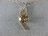 ESTATE 1.65CT DIAMOND & AAA MORGANITE 14KT ROSE GOLD 3D ELONGATED LOVE PENDANT