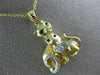 ESTATE .20CT DIAMOND & AAA SAPPHIRE 14KT YELLOW GOLD MOTHER & BABY KITTY PENDANT