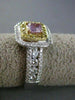 ESTATE GIA .93CT DIAMOND 18KT TWO TONE GOLD 3D HALO CUSHION CUT ENGAGEMENT RING