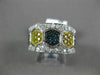 ESTATE WIDE 1.36CT MULTI COLOR DIAMOND 14KT WHITE GOLD HEXAGON ANNIVERSARY RING