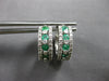 1.10CT DIAMOND & AAA EMERALD 14KT WHITE GOLD HUGGIE HOOP HANGING EARRINGS #27895