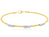 ESTATE .25CT DIAMOND 14K 2 TONE GOLD 3D MULTI BEAD BAR FLEXIBLE BANGLE BRACELET