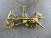 ANTIQUE LARGE 14KT YELLOW GOLD 3D FILIGREE HORSE RIDER RACING PENDANT #19848