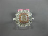 GIA WIDE 1.51CT MULTI COLOR DIAMOND 18K WHITE & ROSE GOLD FLOWER ENGAGEMENT RING