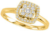 ESTATE .25CT DIAMOND 14KT YELLOW GOLD SQUARE ROUND FLOWER CLUSTER HALO LOVE RING