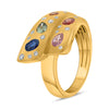 LARGE 1.16CT DIAMOND & AAA MULTI COLOR SAPPHIRE 14K YELLOW GOLD MULTI SHAPE RING