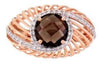 ESTATE 2.35CT DIAMOND & AAA SMOKY TOPAZ 14KT ROSE GOLD 3D HALO FLOWER FUN RING
