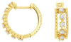 WIDE .33CT DIAMOND 14KT YELLOW GOLD 7 STONE MULTI BEAD HUGGIE HANGING EARRINGS
