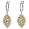 1.72CT MULTI COLOR DIAMOND 18K TRI COLOR GOLD CLASSIC TEAR DROP HANGING EARRINGS