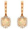 2.09CT DIAMOND & AAA OPAL 14KT ROSE GOLD 3D CUSHION HALO SQUARE HANGING EARRINGS