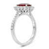 GIA 2.57CT DIAMOND & AAA RUBY 18K WHITE GOLD HALO SEMI ETERNITY ANNIVERSARY RING