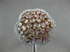 ESTATE EXTRA LARGE 2.70CT WHITE & PINK DIAMOND 18KT 2 TONE GOLD 3D FLOWER RING