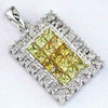 1.30CT DIAMOND & AAA YELLOW SAPPHIRE 14KT WHITE GOLD RAINBOW RECTANGULAR PENDANT