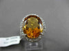 ESTATE MASSIVE 7.28CT DIAMOND & AAA EXTRA FACET CITRINE 14KT WHITE GOLD 3D RING