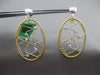 ESTATE LARGE .36CT DIAMOND 18K WHITE & YELLOW GOLD 3D OVAL SQUARE WOVEN EARRINGS