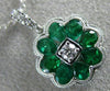 ESTATE 1.22CT DIAMOND & AAA EMERALD 18KT WHITE GOLD 3D FILIGREE FLOATING PENDANT