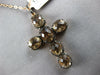 7.87CT BLACK DIAMOND & AAA SMOKY TOPAZ 14KT ROSE GOLD 3D FILIGREE CROSS PENDANT