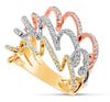 ESTATE WIDE 1.0CT DIAMOND 18KT TRI COLOR GOLD 3D MULTI ROW MULTI WAVE FUN RING