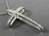 ESTATE LARGE .35CT ROUND DIAMOND 18KT WHITE GOLD 3D CLASSIC CROSS PENDANT #1140