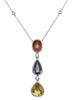 10.02CT DIAMOND & AAA MULTI COLOR SAPPHIRE 18KT WHITE GOLD 3D TEAR DROP NECKLACE