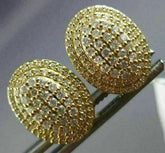 LARGE .83CT DIAMOND 14K YELLOW GOLD 3D CLUSTER DOUBLE HALO CLIP ON POST EARRINGS