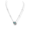 2.74CT DIAMOND & AAA PARAIBA TOURMALINE 18KT WHITE GOLD SOLITAIRE LOVE NECKLACE