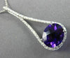 ESTATE X LARGE 4.69CT DIAMOND & AAA AMETHYST 14KT WHITE GOLD PEAR SHAPE PENDANT