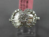 ESTATE 1.04CT ROUND BAGUETTE DIAMOND 18KT WHITE GOLD 3D DOUBLE HEART FLOWER RING