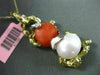 ESTATE LARGE .06CT DIAMOND CORAL PEARL 14K 2 TONE GOLD NUGGET FLOATING PENDANT