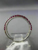 ESTATE .98CT DIAMOND & AAA RUBY 18KT WHITE GOLD SEMI ETERNITY 3 ROW WEDDING RING