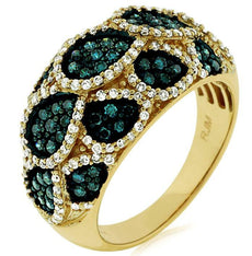 1.35CT WHITE & BLUE DIAMOND 14K YELLOW GOLD MULTI TEAR DROP FUN ANNIVERSARY RING