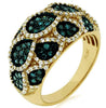 1.35CT WHITE & BLUE DIAMOND 14K YELLOW GOLD MULTI TEAR DROP FUN ANNIVERSARY RING