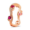 ESTATE .71CT DIAMOND & AAA RUBY 14KT ROSE GOLD 3D LEAF WEDDING ANNIVERSARY RING