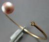 .06CT DIAMOND & AAA PINK SOUTH SEA PEARL 18KT ROSE GOLD FLEXIBLE BANGLE BRACELET