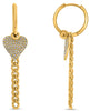 .30CT DIAMOND 14K YELLOW GOLD PAVE HEART SHAPE CUBAN FUN HUGGIE HANGING EARRINGS