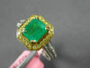 ESTATE 2.10CT WHITE & FANCY YELLOW DIAMOND & AAA EMERALD 18K 2 TONE GOLD 3D RING