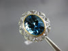 LARGE 6.04CT AAA LONDON BLUE TOPAZ & WHITE SAPPHIRE 14KT 2 TONE GOLD OVAL RING