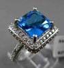 ESTATE LARGE 9.85CT DIAMOND & AAA BLUE TOPAZ 14KT WHITE GOLD 3D SQUARE HALO RING