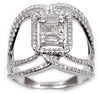 LARGE 1.03CT ROUND & BAGUETTE DIAMOND 18KT WHITE GOLD 3D CLUSTER LOVE KNOT RING