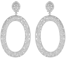 EXTRA LARGE 17.97CT DIAMOND 18KT WHITE GOLD MULTI SHAPE OVAL COCKTAIL EARRINGS