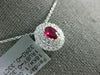 ESTATE .68CT DIAMOND & AAA RUBY 18KT WHITE GOLD OVAL DOUBLE HALO CLASSIC PENDANT
