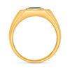 WIDE 1.07CT DIAMOND & AAA EMERALD 14KT YELLOW GOLD OVAL & ROUND BEZEL MEN'S RING