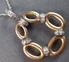 0.35CT DIAMOND 14K WHITE & ROSE GOLD 3D FLOWER MULTI OVAL FLOATING PENDANT #27903