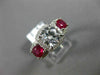 ESTATE LARGE 2.41CT DIAMOND & AAA RUBY 14KT WHITE GOLD 3 STONE ENGAGEMENT RING