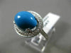 ESTATE 10.46CT DIAMOND & AAA TURQUOISE 14KT WHITE GOLD PAVE HALO OVAL RING 20563