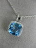 ESTATE 3.08CT DIAMOND & BLUE TOPAZ 14KT WHITE GOLD SQUARE HALO FLOATING PENDANT