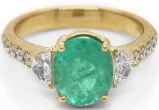 2.34CT DIAMOND & AAA PARAIBA TOURMALINE 18KT YELLOW GOLD OVAL KITE & ROUND RING