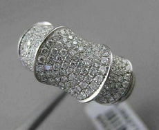 ESTATE WIDE 1.54CT DIAMOND PAVE 18KT WHITE GOLD FANCY 3D BAMBOO RING STUNNING!!!