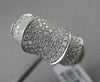 ESTATE WIDE 1.54CT DIAMOND PAVE 18KT WHITE GOLD FANCY 3D BAMBOO RING STUNNING!!!
